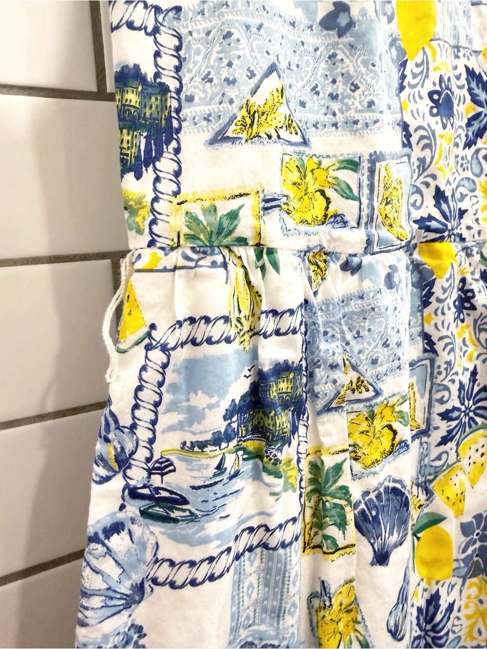 j.crew | collared midi dress positano lemon print size 12 - Picture 7 of 9
